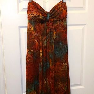 Maurices "Sunset" Multicolor Strapless Long Dress